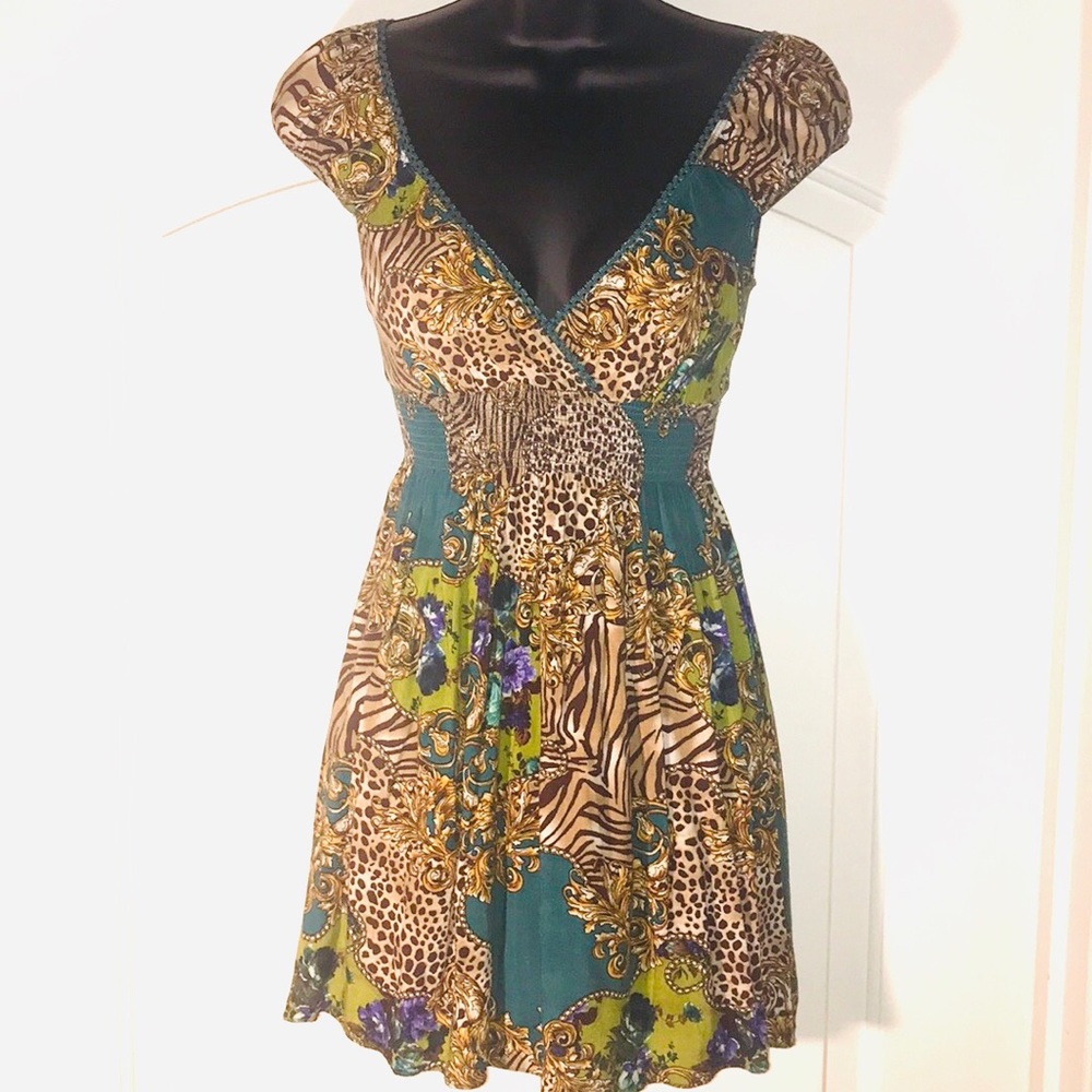 Anthropologie Maude Leopard Tiger Mini Dress